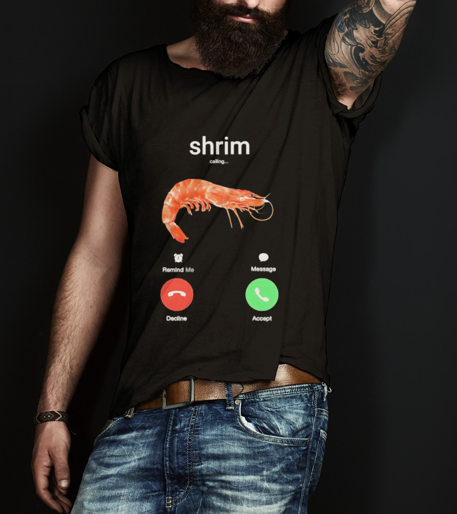 Shrim Phone Call User Interface Prank Joke Prawn Shrimp Emoji T-Shirt
