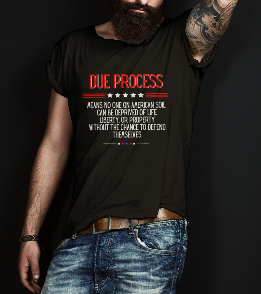 Due Process Means No One On American Soil Can Be Deprived Of Life Liberty Or Property Without The Chance To Defend Themselves T-Shirt