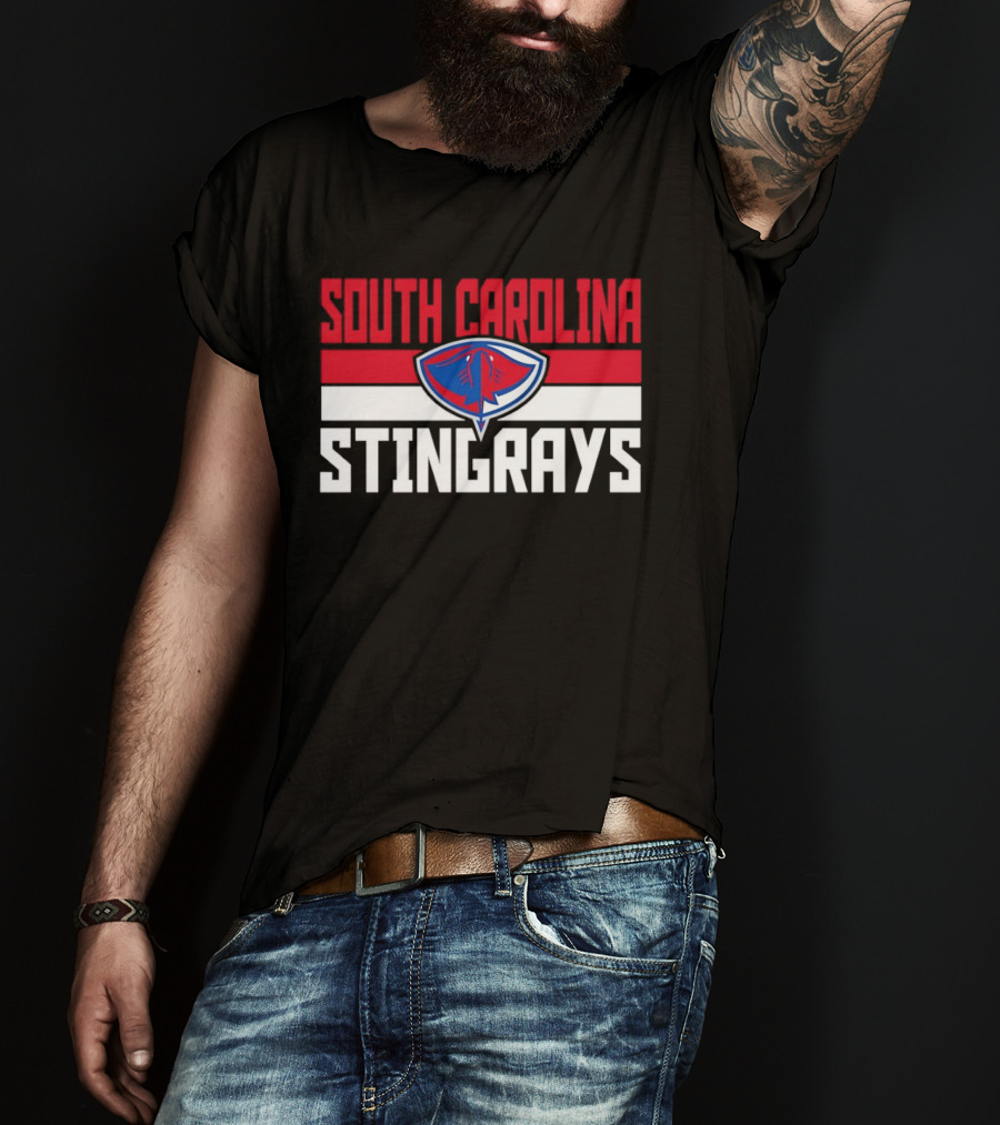 South Carolina Stingrays Hockey Team Logo Bold Red Blue White T-Shirt