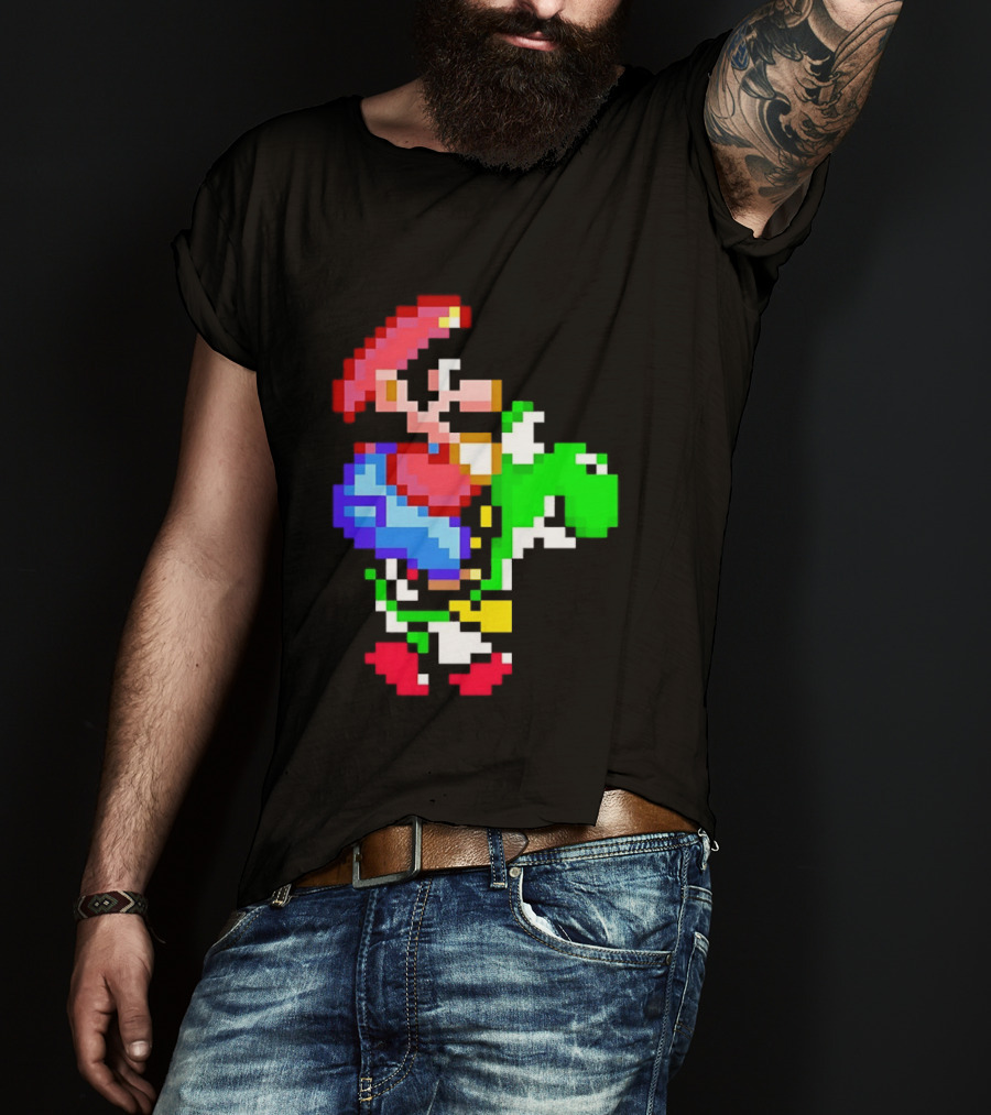 Mario And Yoshi Super Mario World Pixel T-Shirt