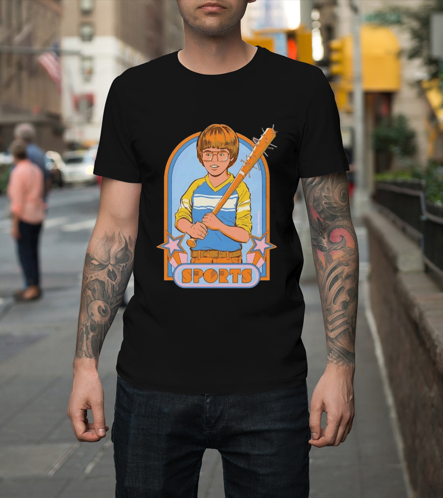 Steven Rhodes Retro Sports Baseball Bat Boy With Glasses T-Shirt