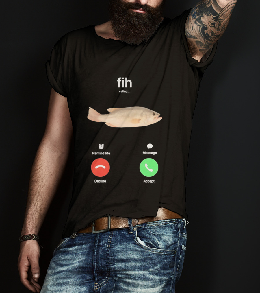Fish Phone Call Funny User Interface Comedy T-Shirt