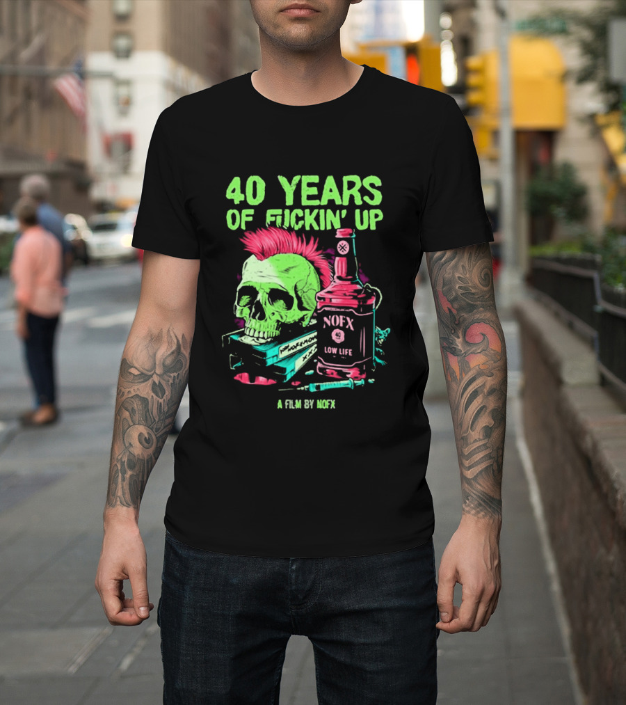 40 Years Of Fuckin' Up NOFX Bottle Skull A Film By NOFX T-Shirt