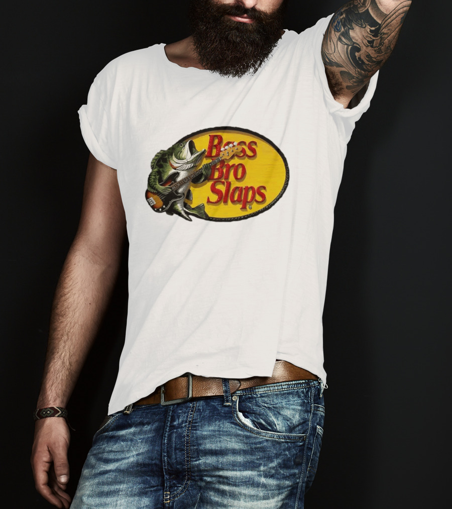 Bass Bro Slaps Fish Playing Electric Guitar T-Shirt