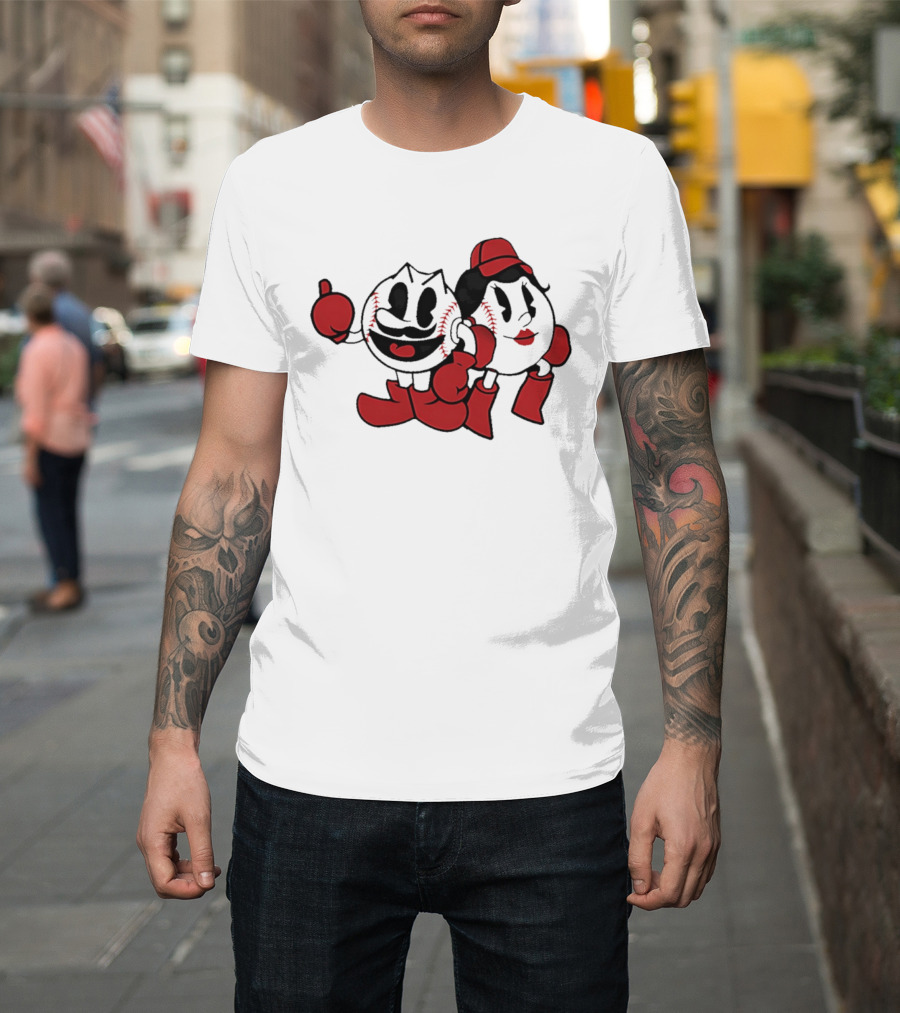 Cincinnati Reds Mr And Ms Baseball Cartoon T-Shirt