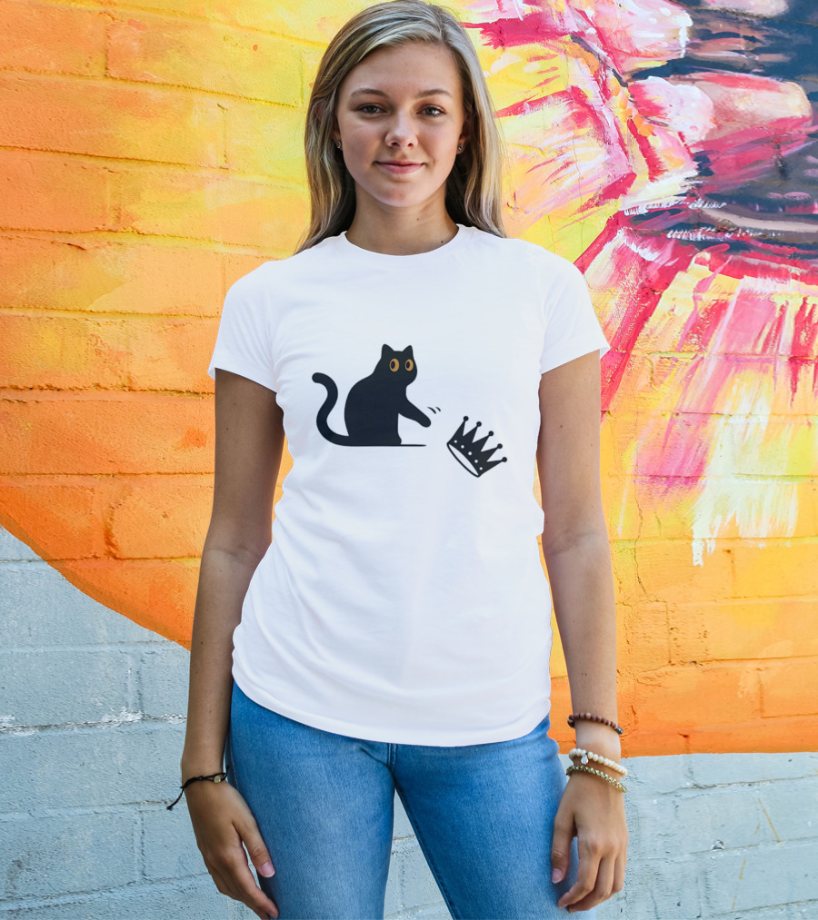 No Kings Cat 2026 Meme Black Cat And Crown T-Shirt