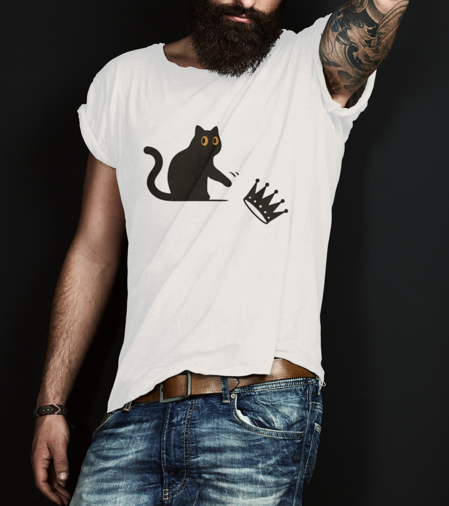 No Kings Cat 2026 Meme Black Cat And Crown T-Shirt