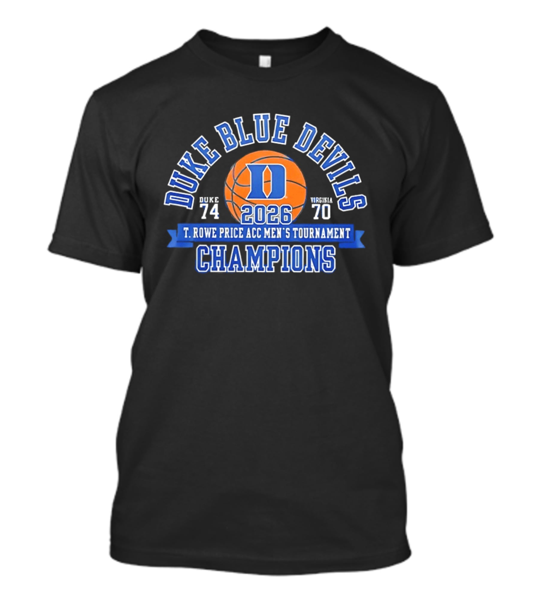 Duke Blue Devils 2026 T. Rowe Price ACC Men's Tournament Champions 74 70 T-Shirt