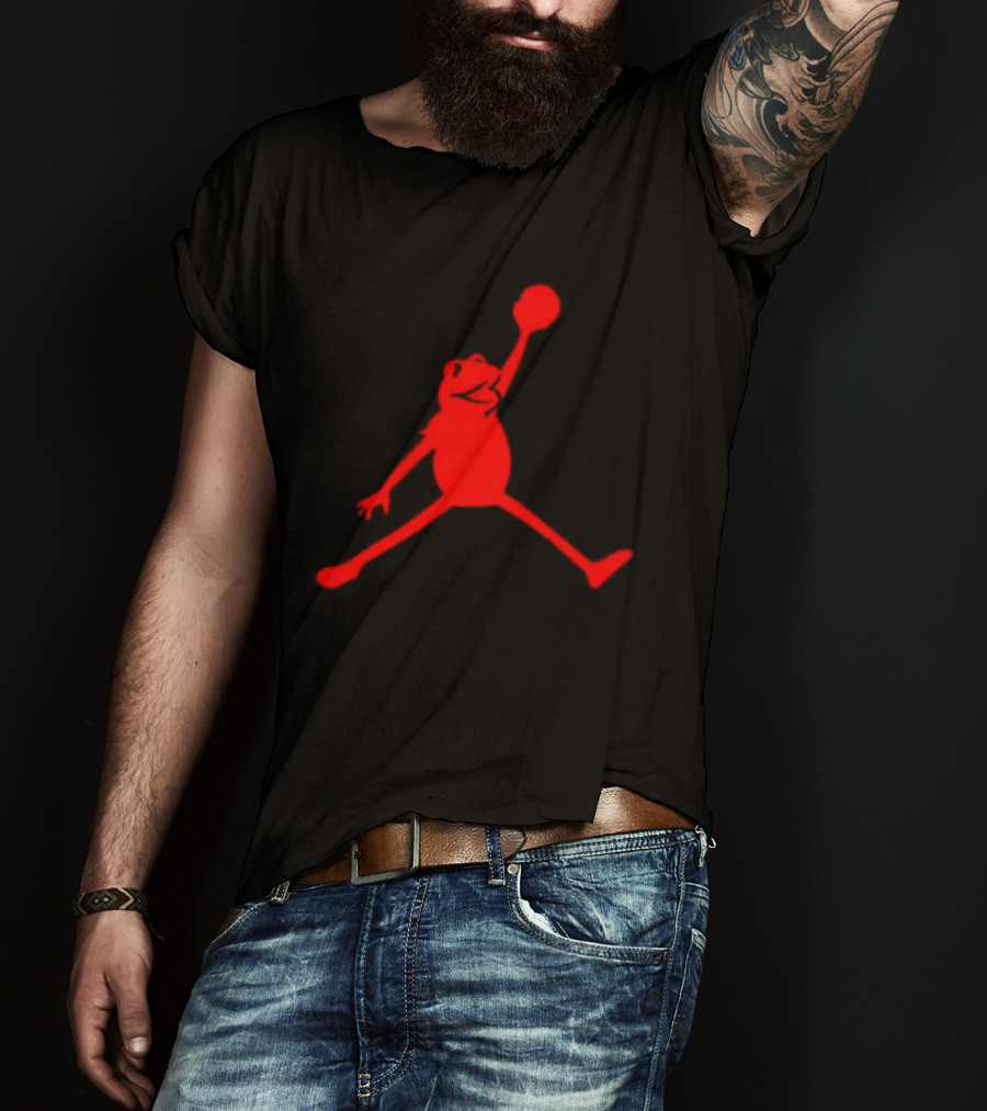 Jordan Frogs Jump Dunkman Kermit Parody Red T-Shirt