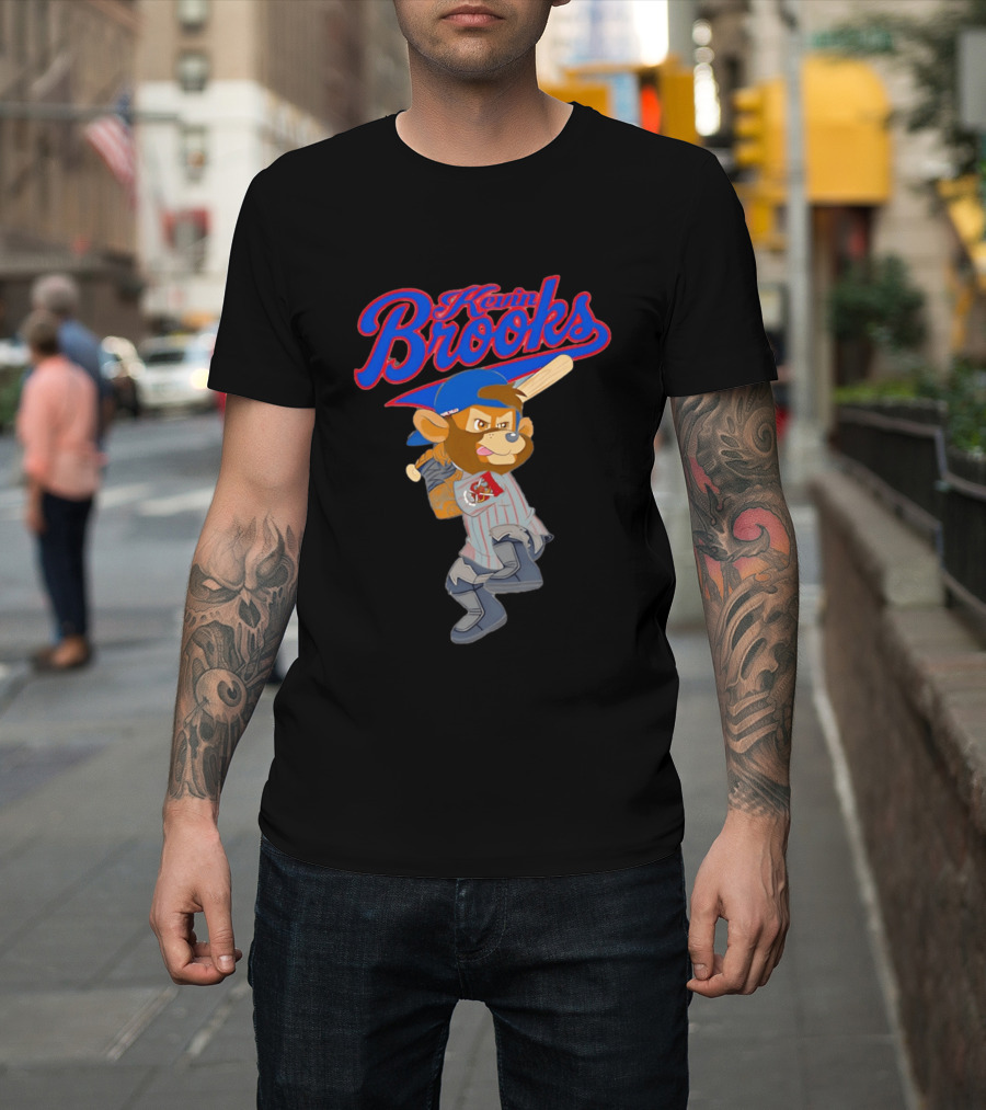 Kevin Brooks Cartoon Baseball Character With Bat And Jersey T-Shirt