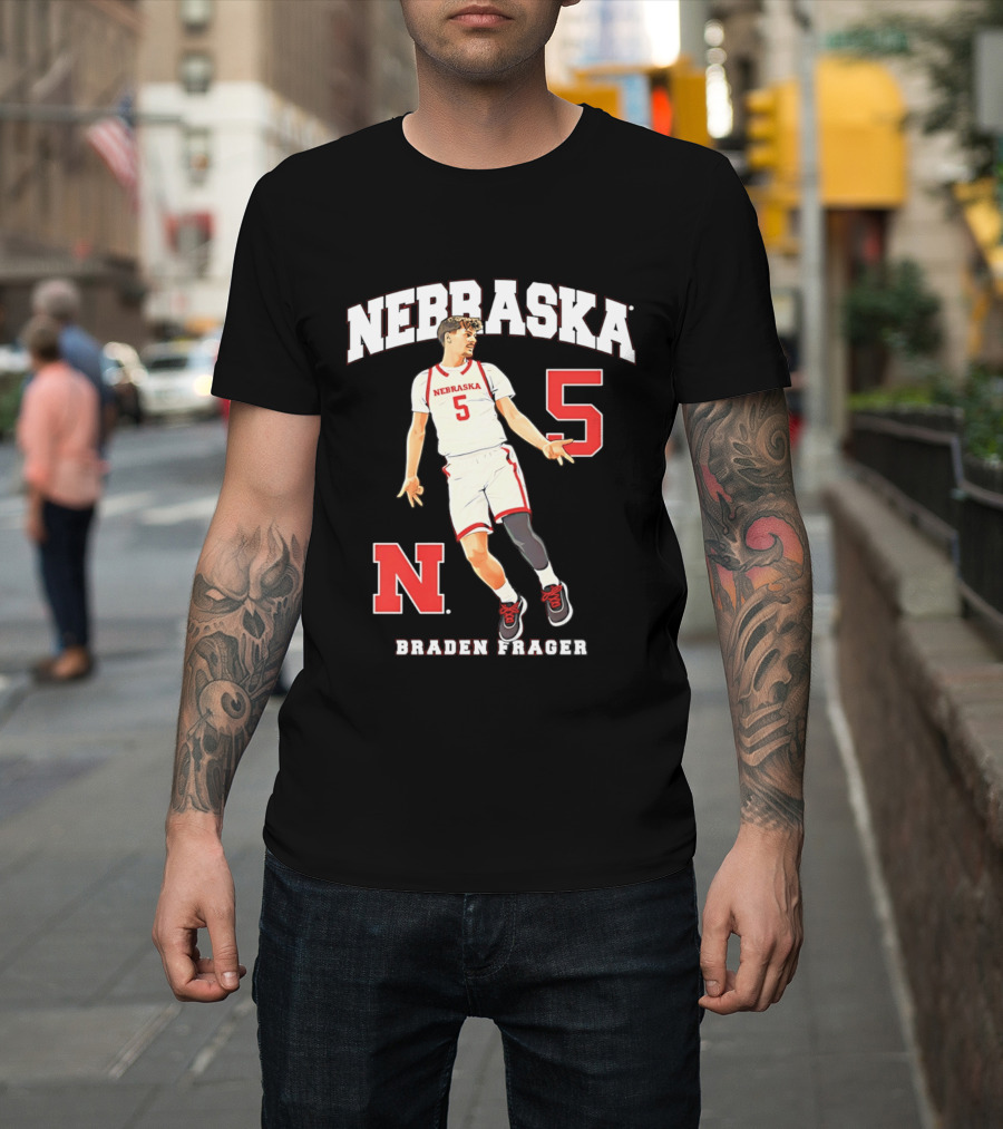 Braden Frager Nebraska Cornhuskers Basketball Number 5 N T-Shirt