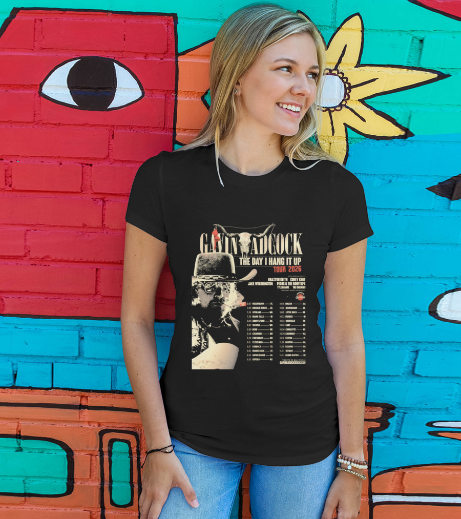 Gavin Adcock Tour Dates 2026 The Day I Hang It Up Cowboy Hat And Bull Skull T-Shirt