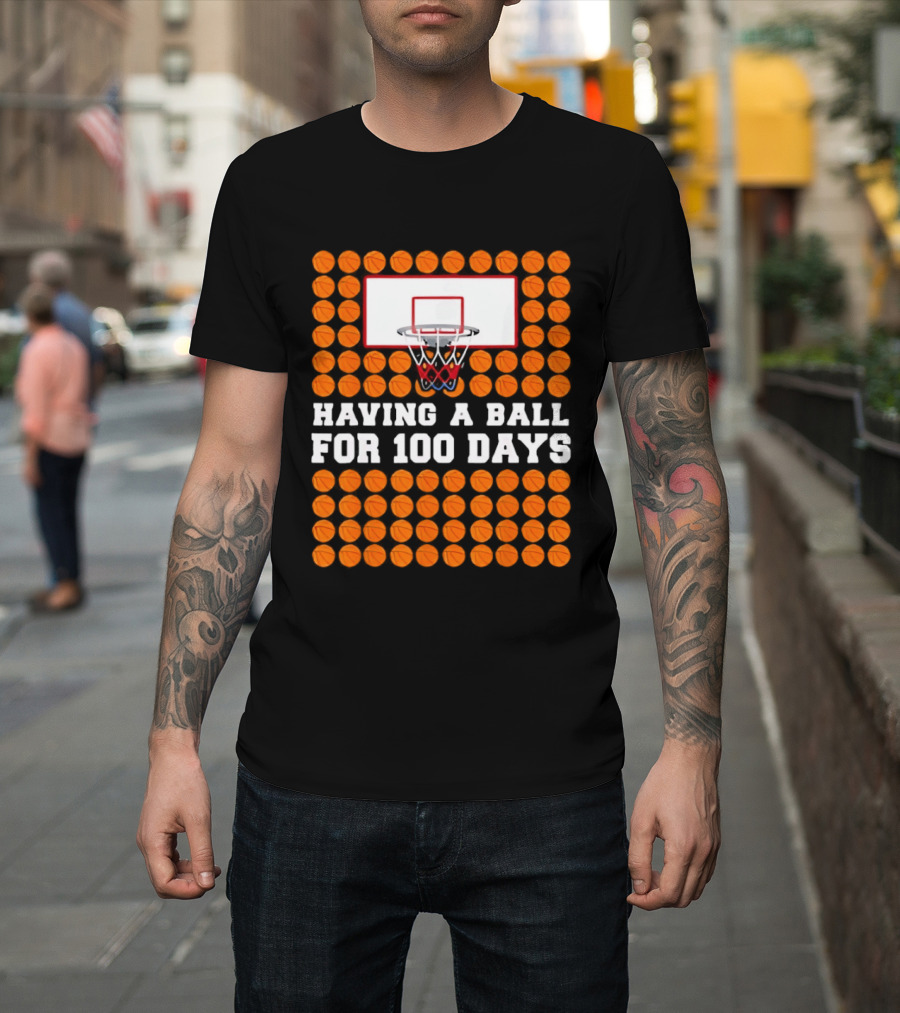 100 Days Of School Basketball Fun 100th Day Balls T-Shirt