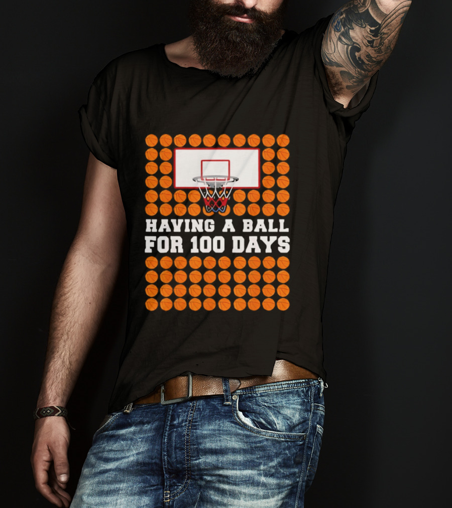 100 Days Of School Basketball Fun 100th Day Balls T-Shirt