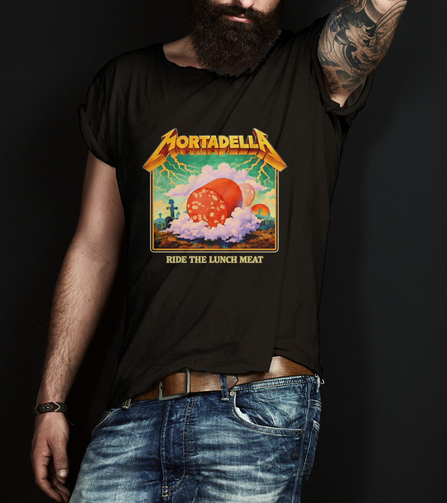 Mortadella Ride The Lunch Meat Clouds And Lightning Adventure T-Shirt