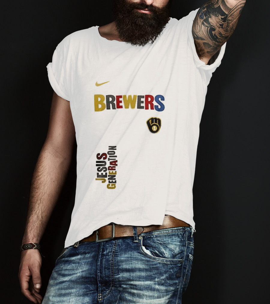 Nike Brewers Jesus Generation Tour Milwaukee Baseball T-Shirt