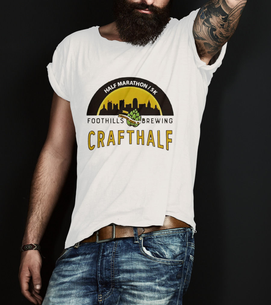 Foothills Brewing CrafHalf Half Marathon 5K City Skyline T-Shirt
