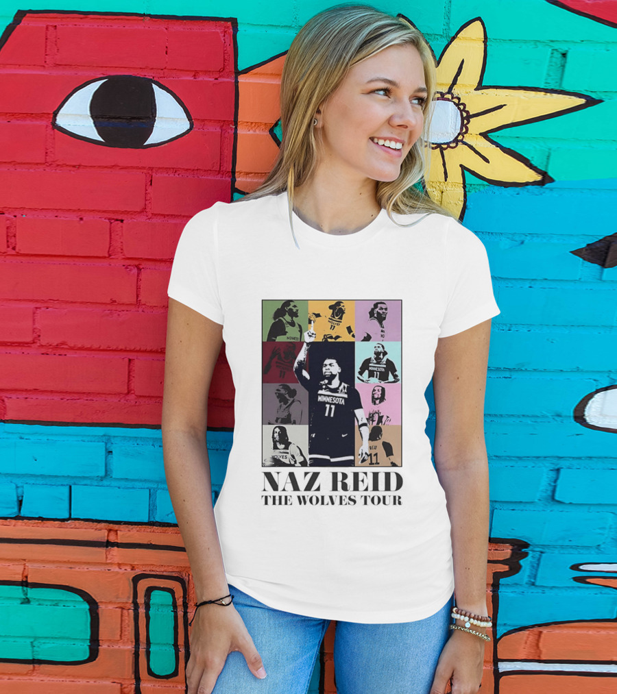 Minnesota Timberwolves Naz Reid Wolves Tour Montage T-Shirt