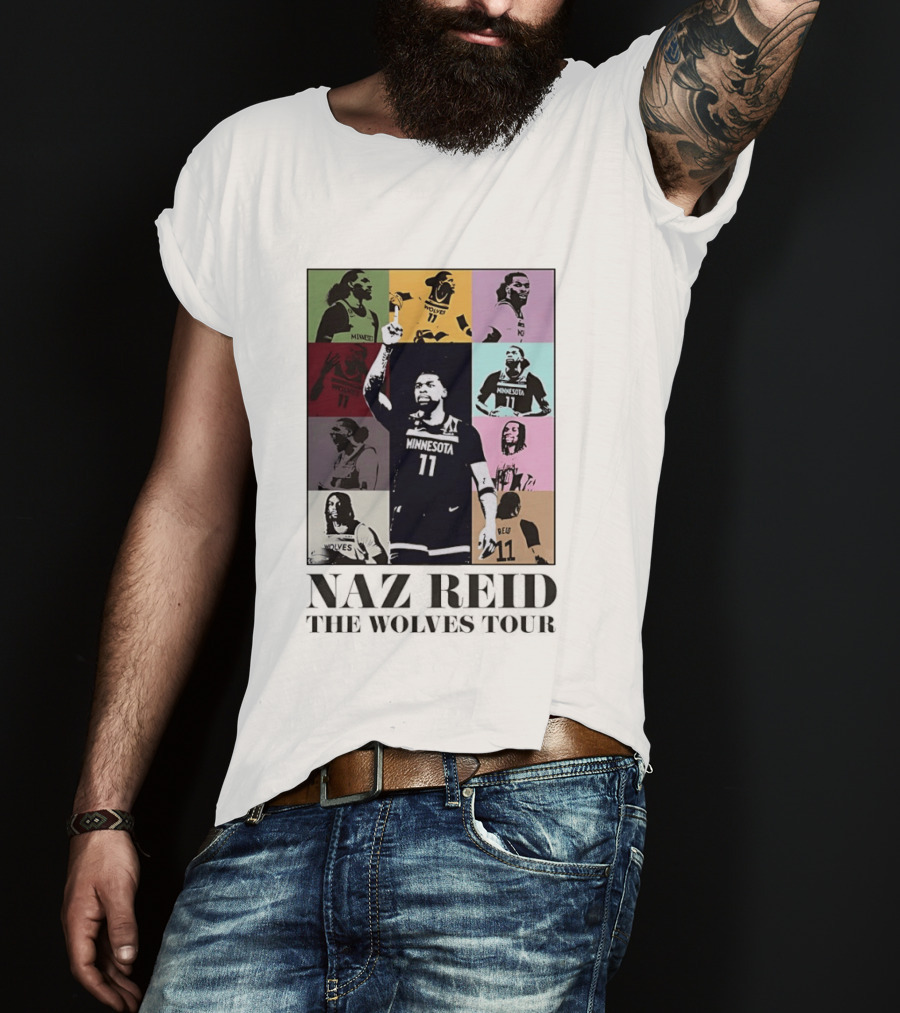 Minnesota Timberwolves Naz Reid Wolves Tour Montage T-Shirt