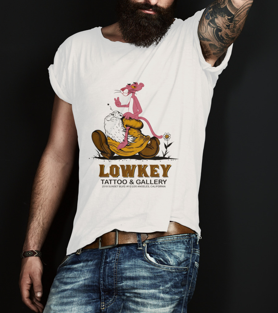 Pink Panther Lowkey Tattoo Gallery 2516 Sunset Blvd Los Angeles California T-Shirt