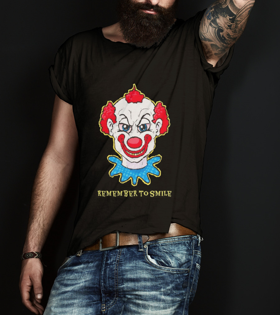 Evil Clown Remember To Smile Creepy Red White Blue T-Shirt