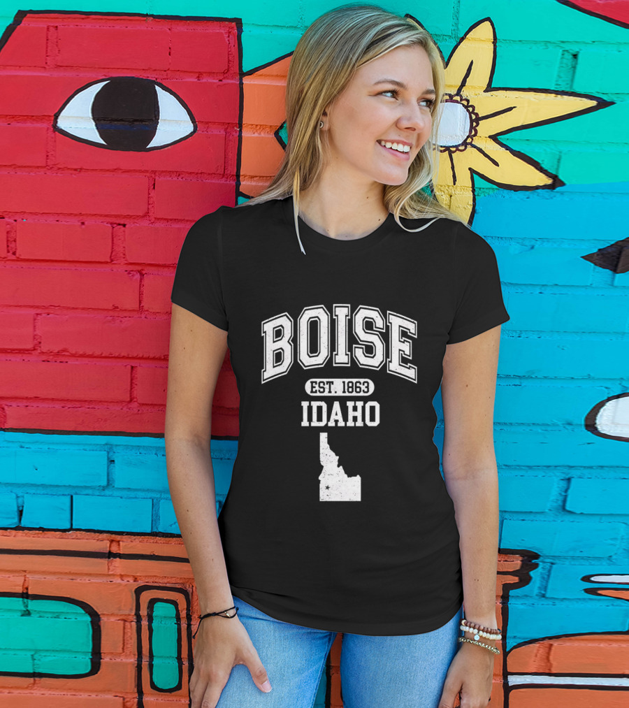 Boise Idaho Est 1863 Varsity Map T-Shirt