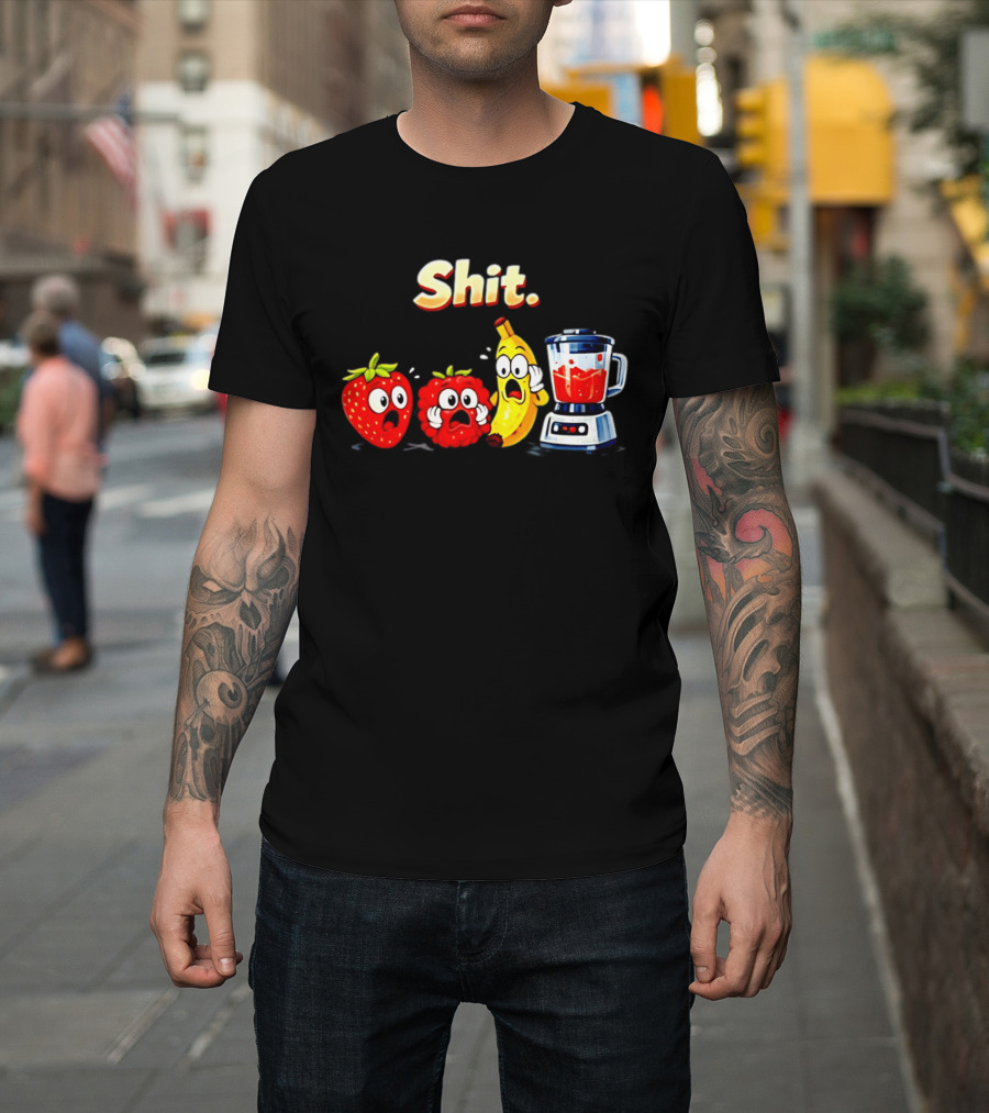 Panic Fruit Characters Blender Humor Smoothie Shit T-Shirt