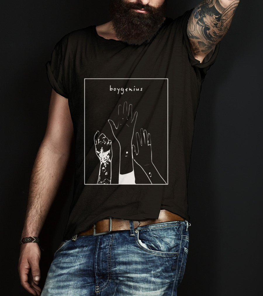 Boygenius Three Raised Hands White Line T-Shirt