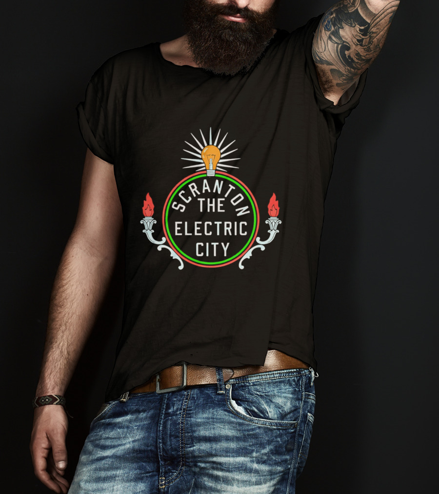 Scranton The Electric City Neon Lightbulb T-Shirt