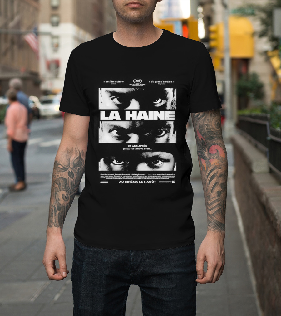 La Haine 25 Ans Après Jusqu'ici Tout Va Bien Face Eyes Flame T-Shirt