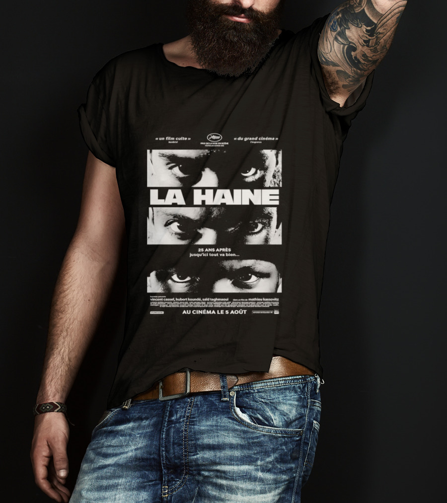 La Haine 25 Ans Après Jusqu'ici Tout Va Bien Face Eyes Flame T-Shirt