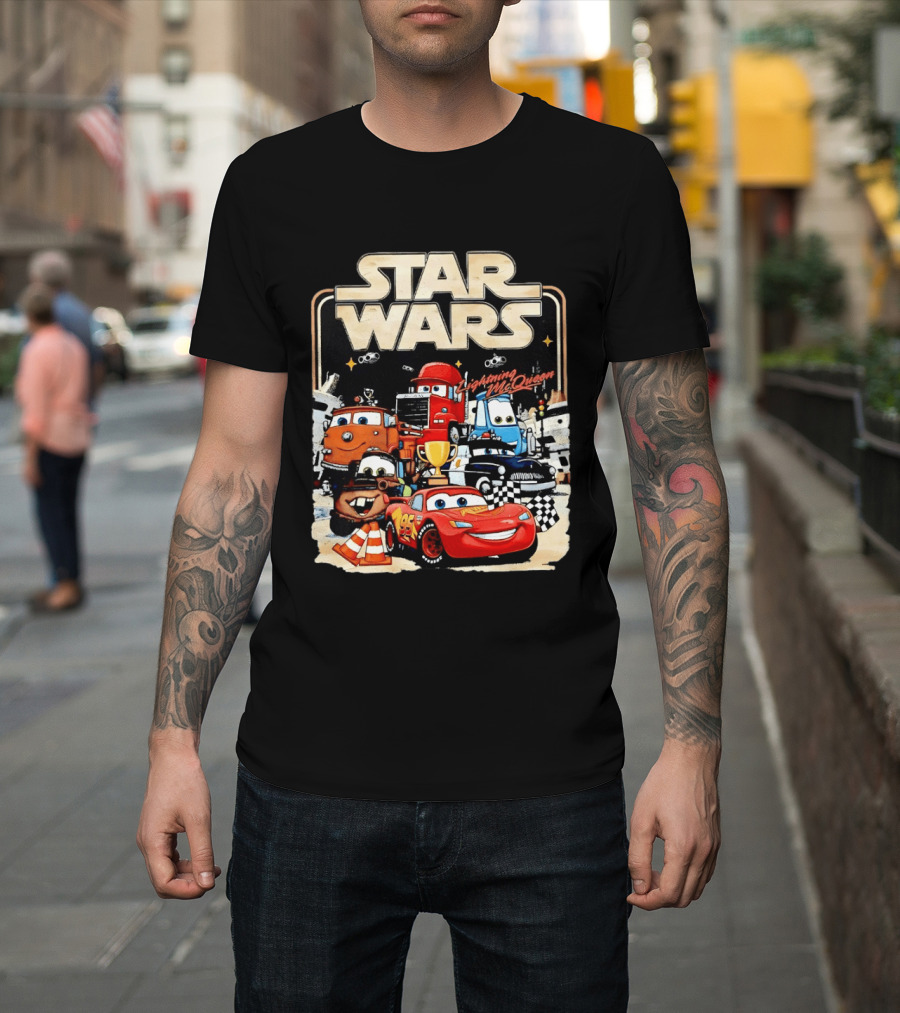 STAR WARS Lightning McQueen Racing Adventure With Cars Characters T-Shirt