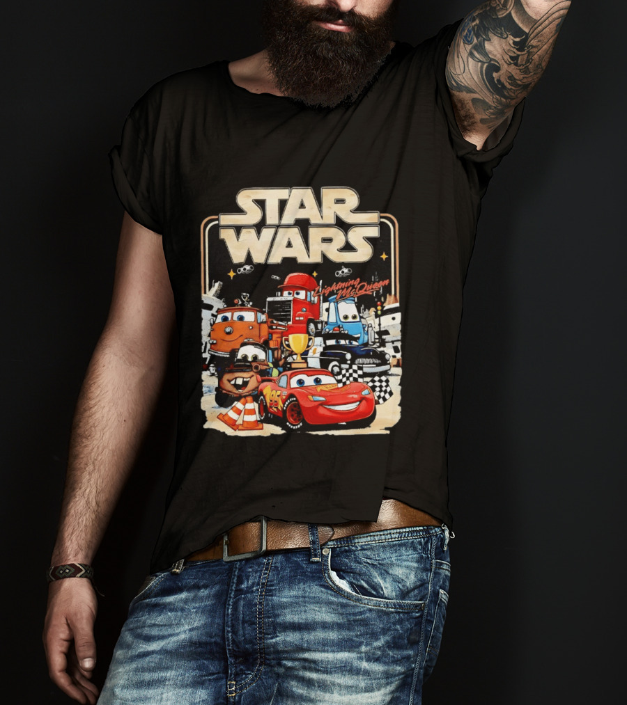 STAR WARS Lightning McQueen Racing Adventure With Cars Characters T-Shirt