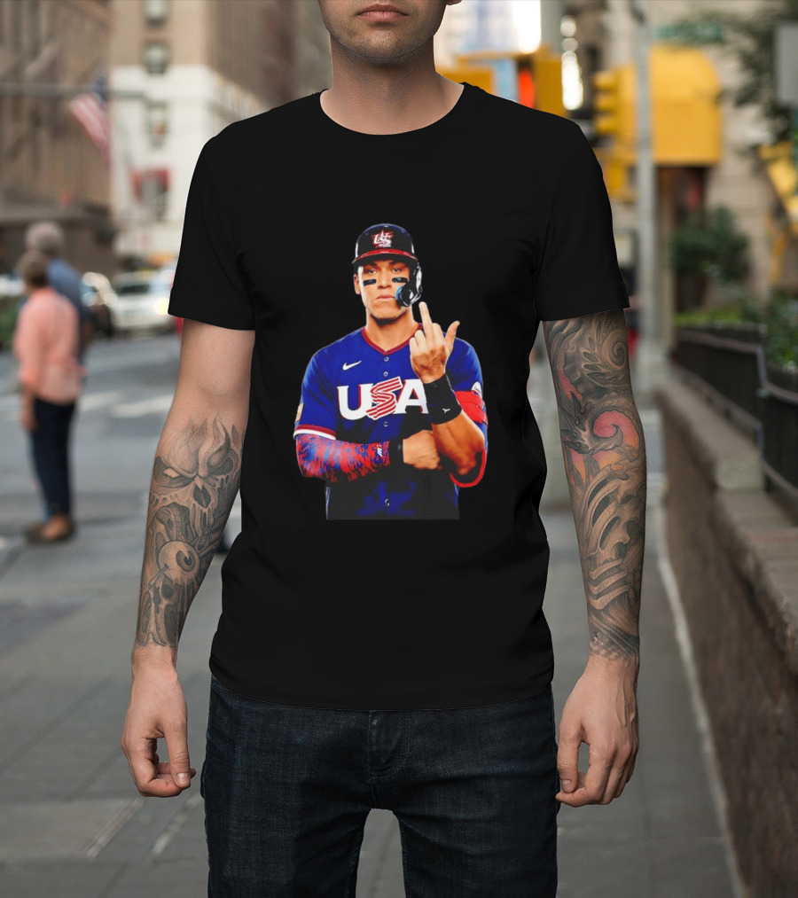 Aaron Judge USA Baseball WBC 2026 Middle Finger Iconic Gesture T-Shirt