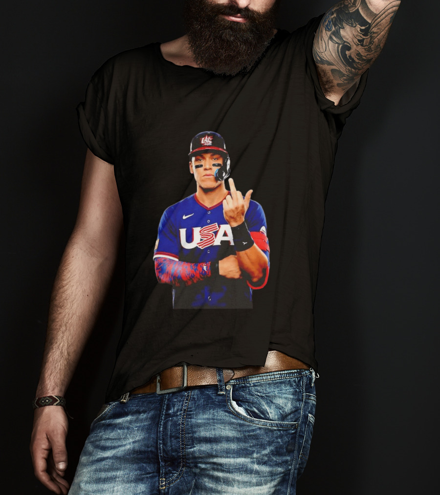 Aaron Judge USA Baseball WBC 2026 Middle Finger Iconic Gesture T-Shirt