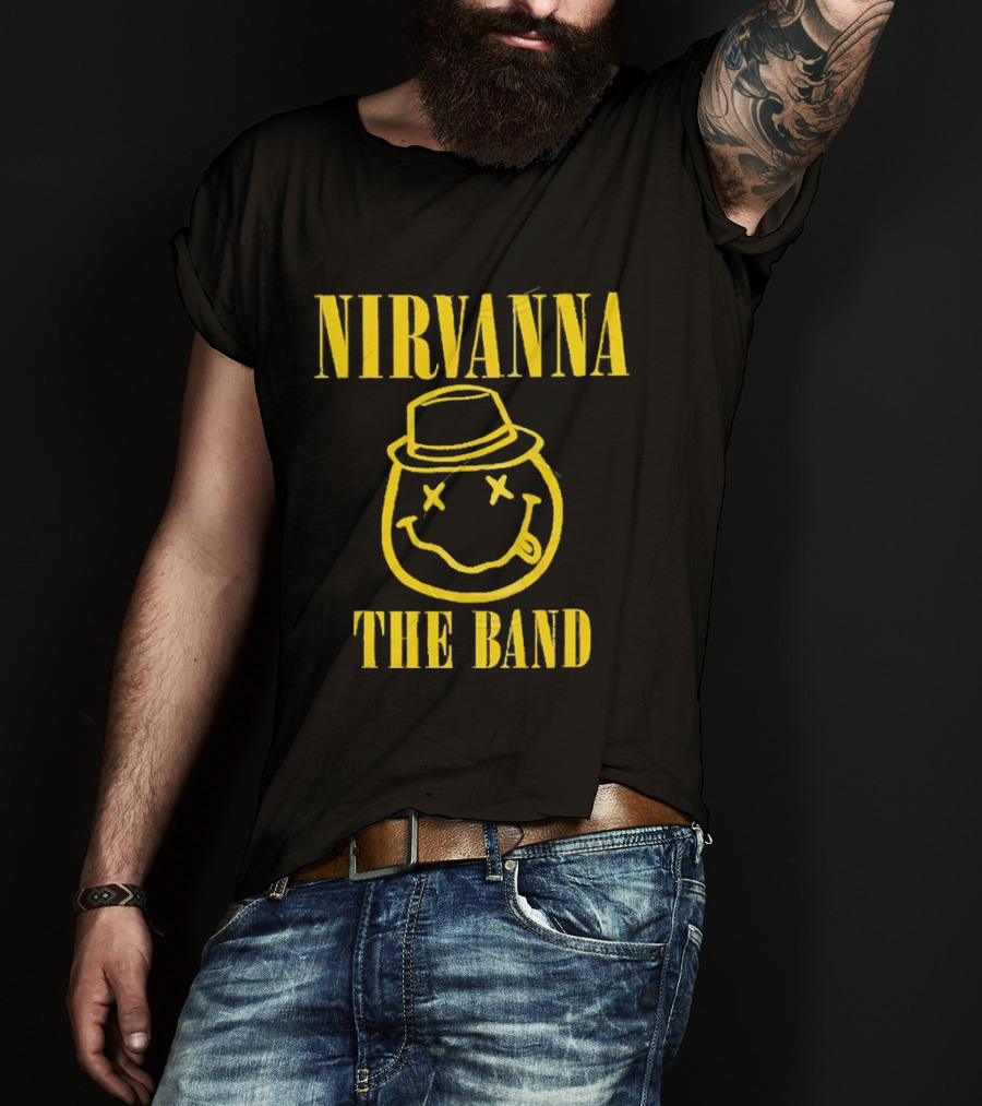 Nirvana Smiley Face Hat Logo The Band T-Shirt