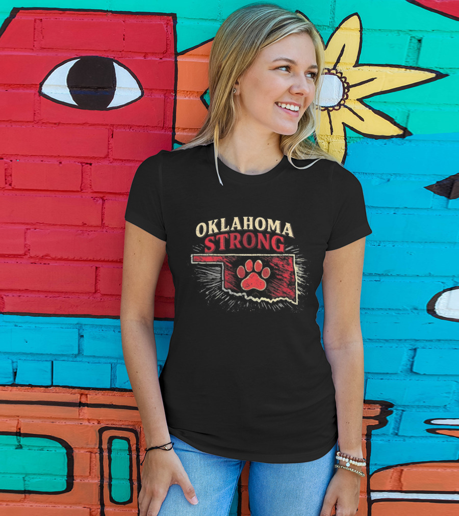 Oklahoma Strong Paw Print I'd Rather Be With My Dog T-Shirt