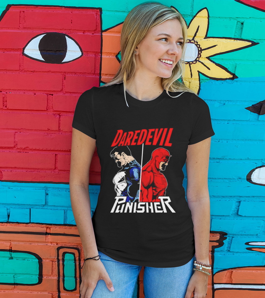Daredevil Punisher Split Silhouette Marvel Characters T-Shirt
