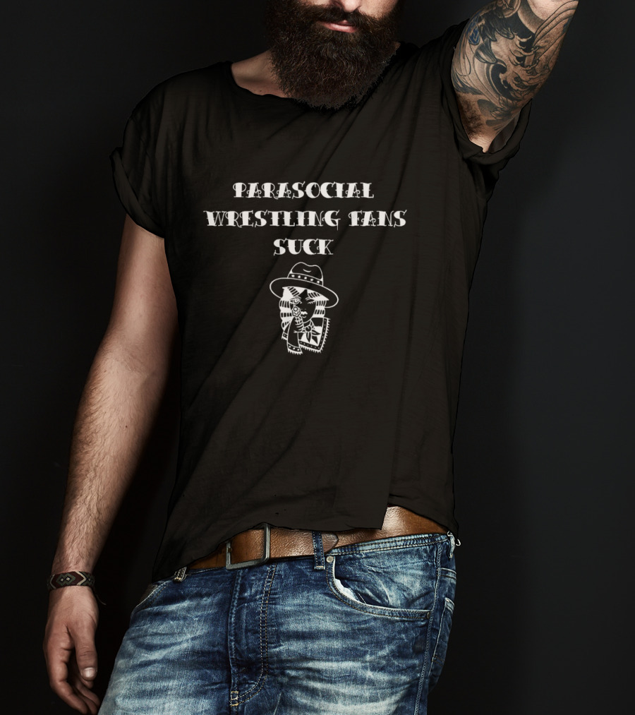 Parasocial Wrestling Fans Suck Cowboy Hat Bandana Face T-Shirt