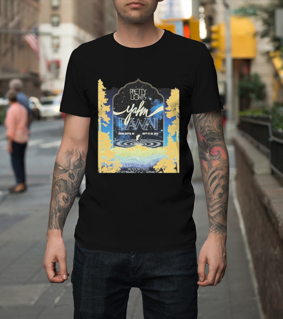 Pretty Lights Yahn Dawn 2026 Buena Vista Colorado Meadow Creek September 18 20 Event T-Shirt