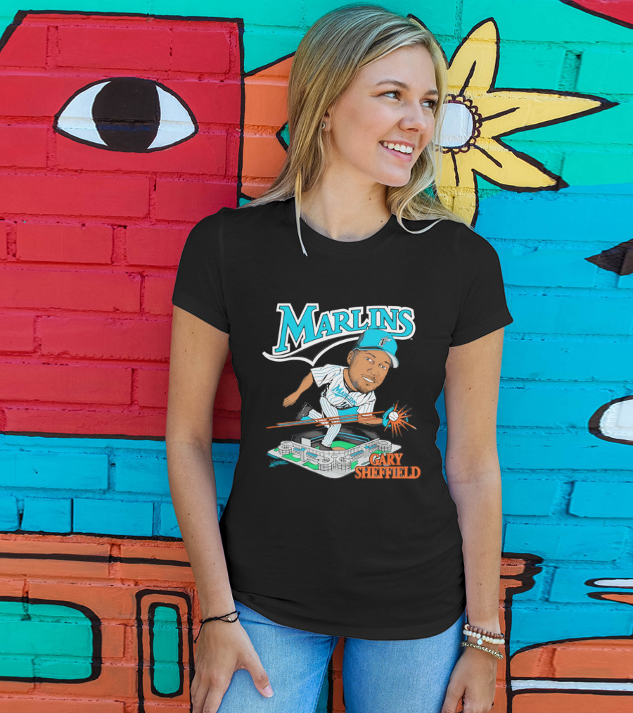 Florida Marlins Gary Sheffield Caricature Baseball MLB Player T-Shirt
