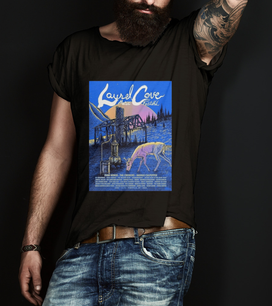 Laurel Cove Music Festival Pineville KY June 11 13 2026 Evan Honer The Creekers Kashus Culpepper T-Shirt