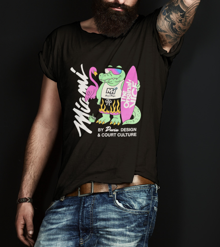 Miami Gator Flamingo Vibe The Original Vice By Dunin Court Culture T-Shirt