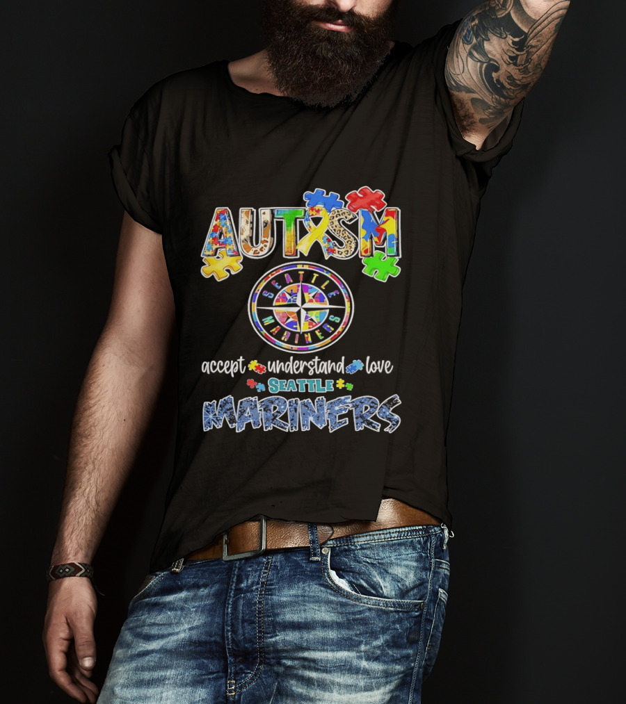 Seattle Mariners Autism Awareness Accept Understand Love Puzzle Pieces 2026 T-Shirt