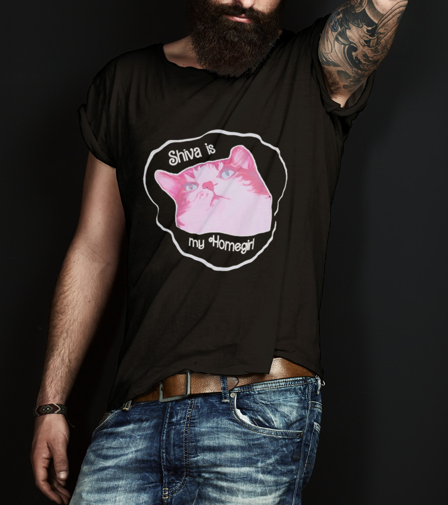 Shiva Is My Homegirl Pink Cat Face T-Shirt