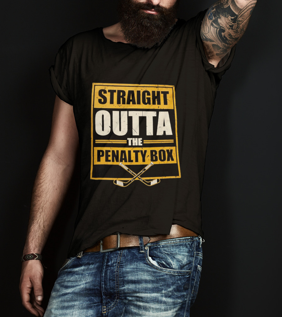 Straight Outta The Penalty Box Hockey Crossed Sticks T-Shirt