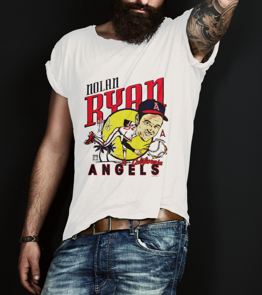 Nolan Ryan California Angels Caricature T-Shirt