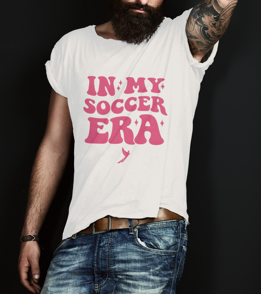 In My Soccer Era Vintage Pink Style With Stars And Winged Motif T-Shirt