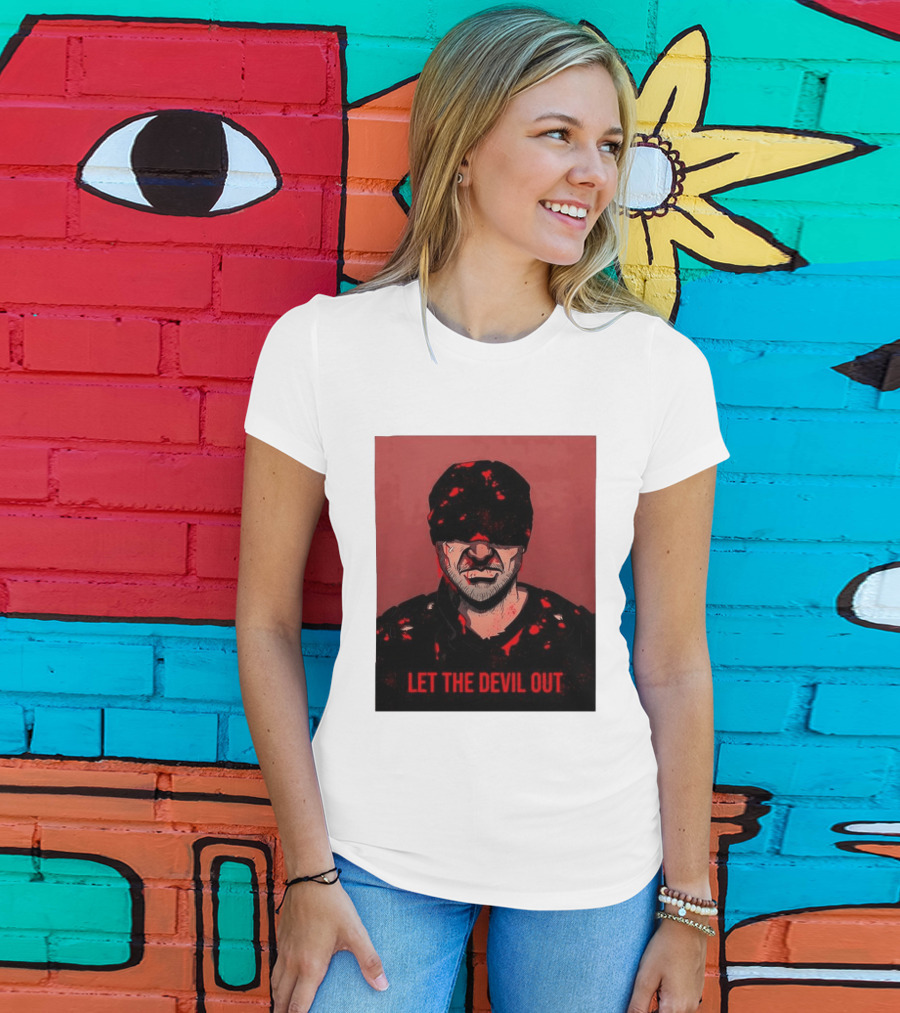 Daredevil Let The Devil Out Blindfolded Hero T-Shirt