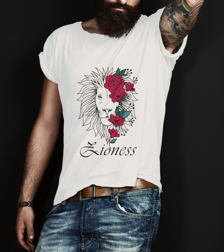 Lion Head Rose Lioness Zioness T-Shirt